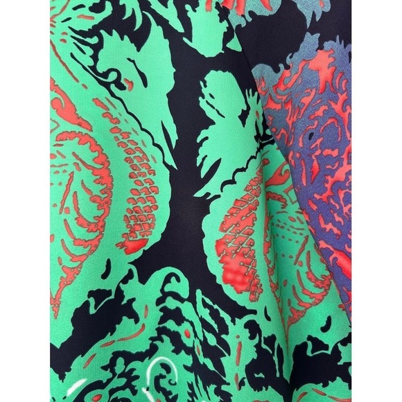 Tyche Boho Abstract Print Top Medium Bell Sleeve Flowy Blouse Festival Chic - Picture 2 of 6